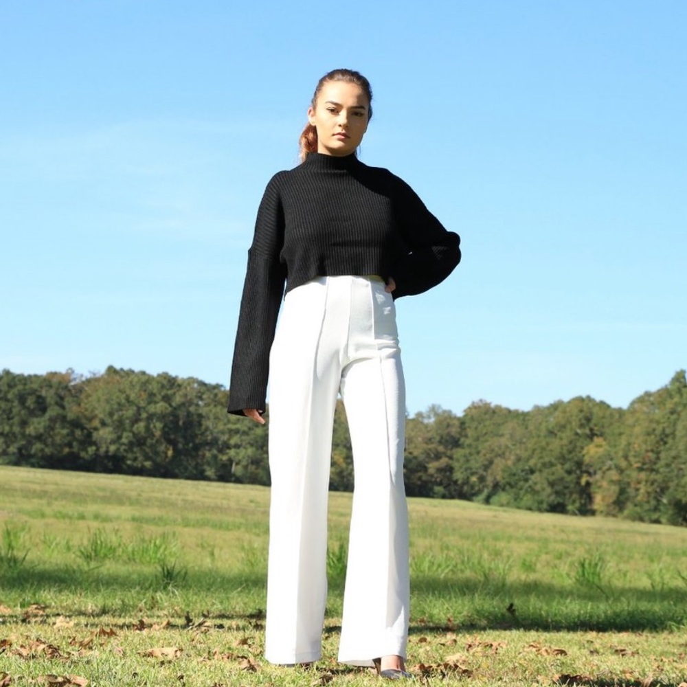 White High Waisted Palazzo Pant